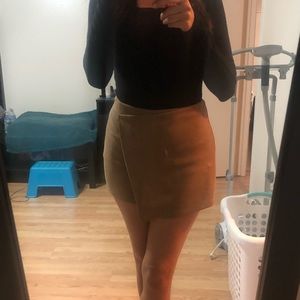 Small ANGL faux suede tan skort